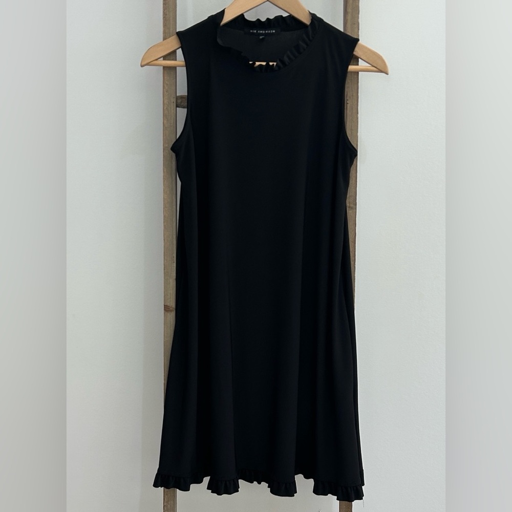 Nick And Nash Elegant Black Sleeveless Ruffle Trim Women’s Size Small Dress - Picture 2 of 7